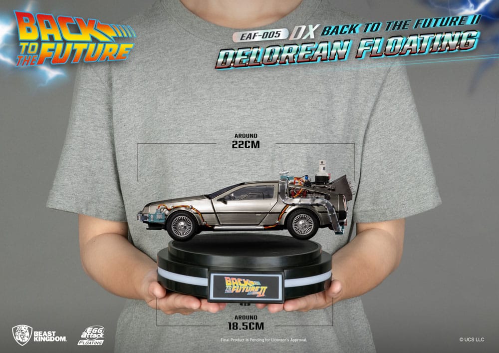 Retour vers le futur : Statuette Egg Attack Floating Back to the Future II DeLorean Deluxe Version 20 cm