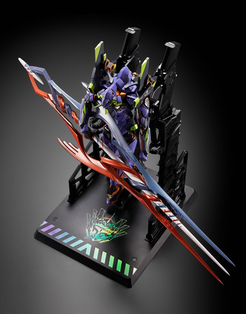 Figurine Neon Genesis Evangelion Diecast Metal Build Eva Test Type-01 30th avec la Lance de Gaius 22 cm