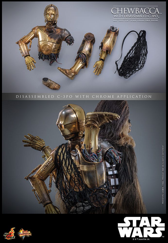 Star Wars Episode V figurine Movie Masterpiece 1/6 Chewbacca avec C-3PO désassemblé 36 cm