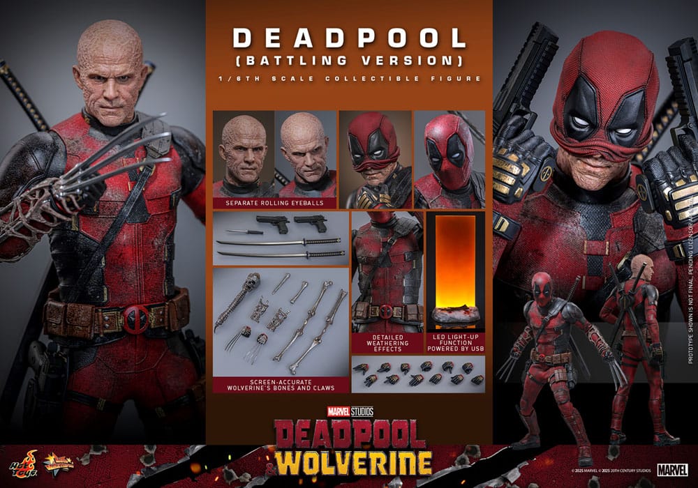 Deadpool & Wolverine Movie Masterpiece 1/6 Deadpool (version de combat) 31 cm