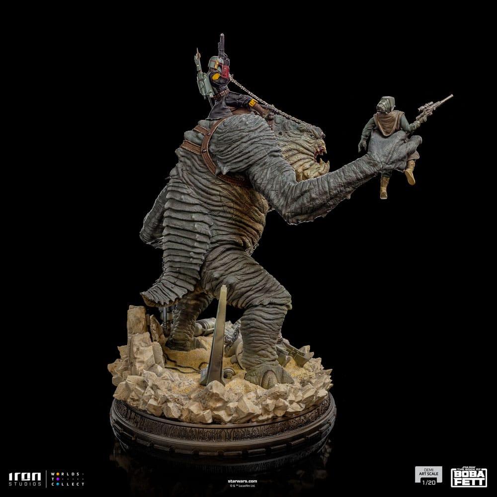 Le Livre de Boba Fett : Statuette Boba Fett & Rancor 38 cm