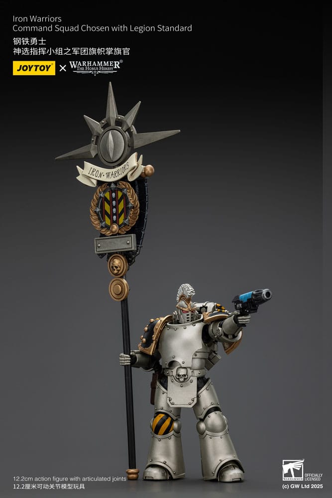 Figurine Warhammer The Horus Heresy 1/18 lron Warriors Command Squad Chosen avec Legion Standard 12 cm