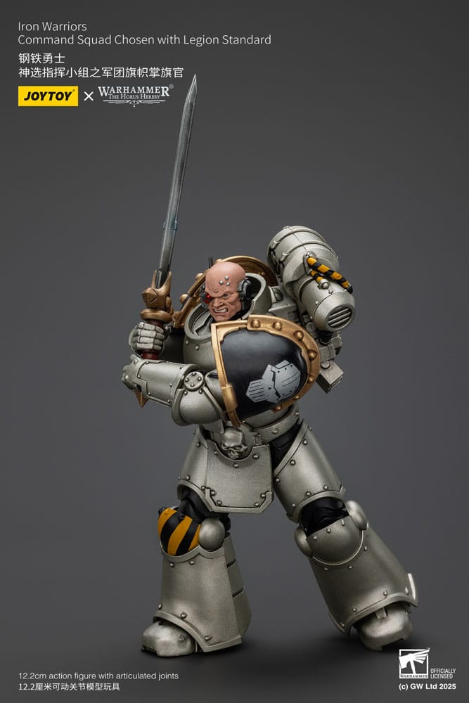 Figurine Warhammer The Horus Heresy 1/18 lron Warriors Command Squad Chosen avec Legion Standard 12 cm
