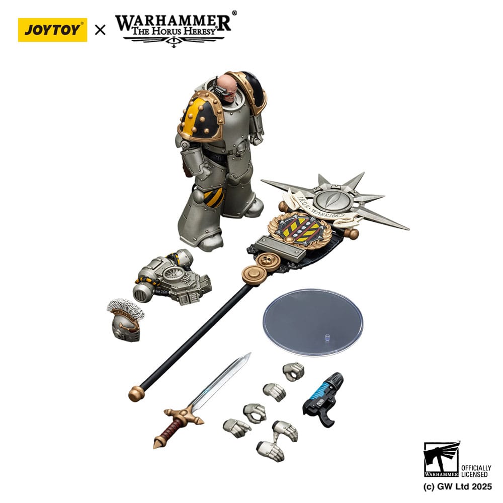 Figurine Warhammer The Horus Heresy 1/18 lron Warriors Command Squad Chosen avec Legion Standard 12 cm