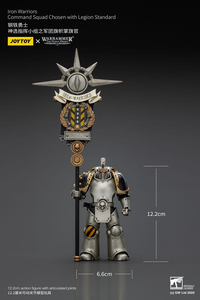 Figurine Warhammer The Horus Heresy 1/18 lron Warriors Command Squad Chosen avec Legion Standard 12 cm