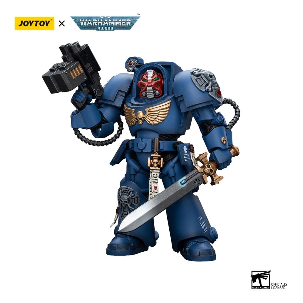 Figurine Warhammer 40k 1/18 Ultramarines Terminator Squad Sergent avec Épée Énergétique et Téléportation Homer 12 cm