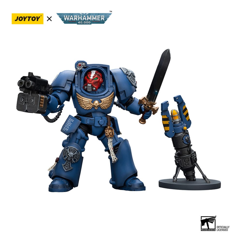Figurine Warhammer 40k 1/18 Ultramarines Terminator Squad Sergent avec Épée Énergétique et Téléportation Homer 12 cm