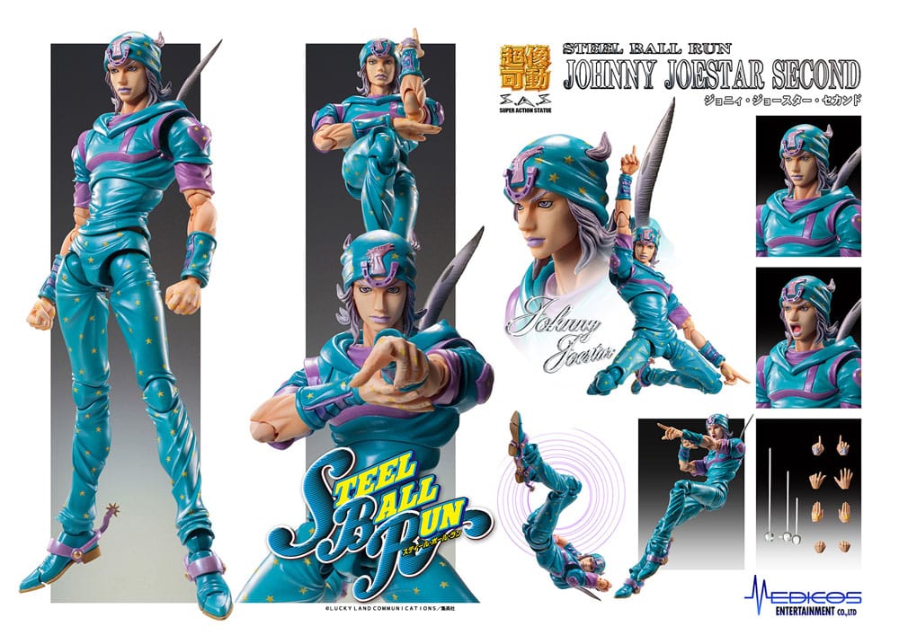 Figurine Steel Ball Run de JoJo's Bizarre Adventure Part 7 Super Action Chozokado Johnny Joestar Second 15 cm
