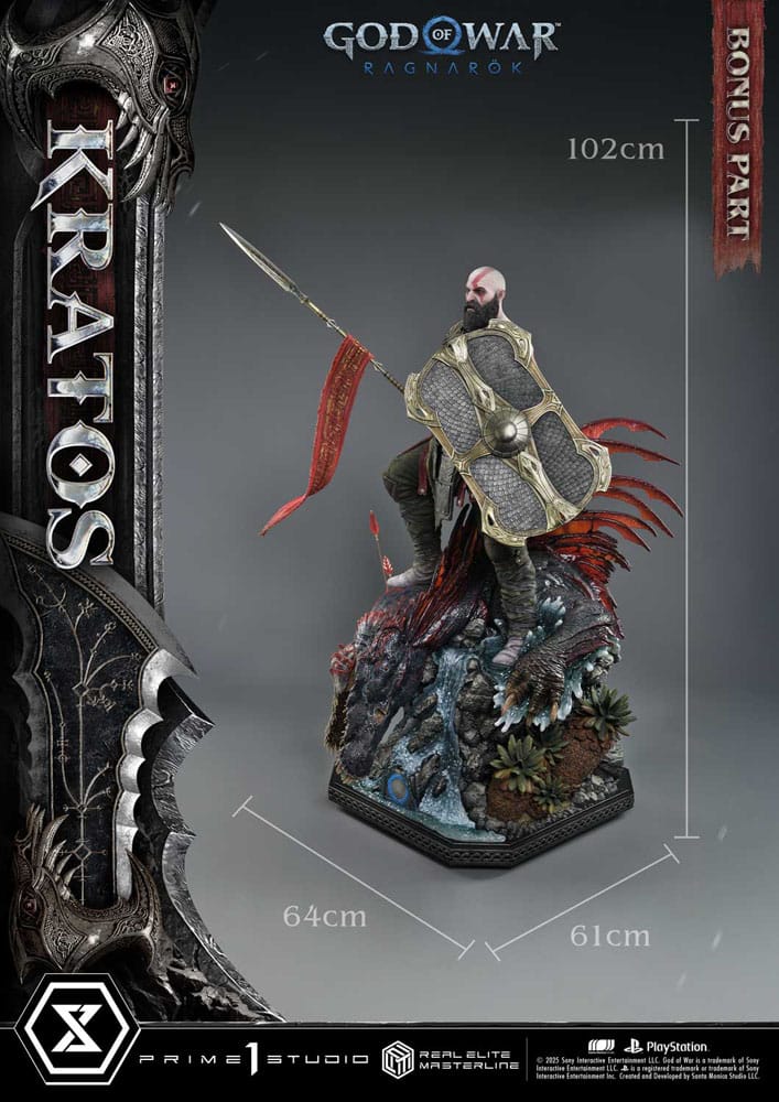 Statuette God of War : Ragnarok Real Elite Masterline Series 1/3 Kratos Ultimate Bonus Version 95 cm