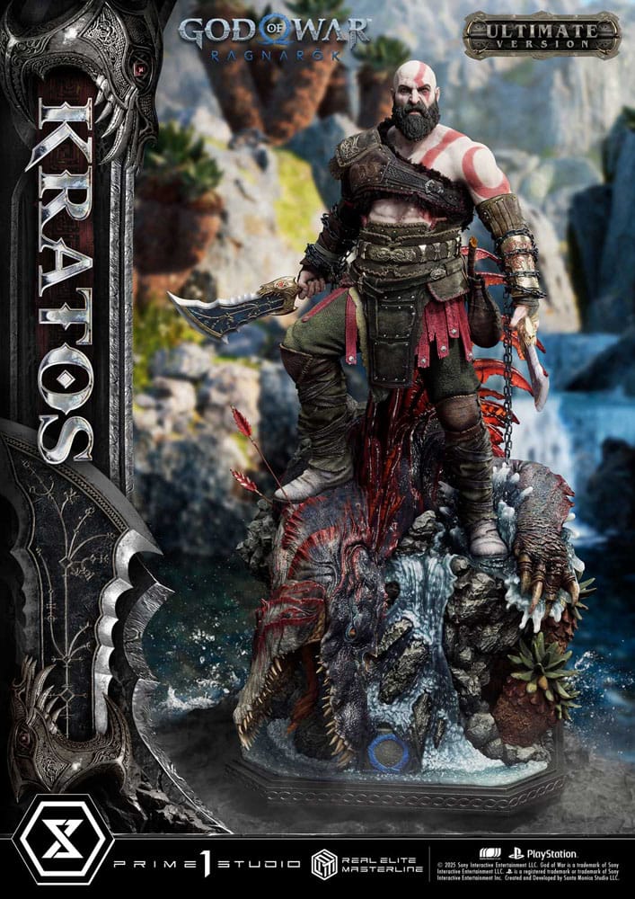 Statuette God of War : Ragnarok Real Elite Masterline Series 1/3 Kratos Ultimate Bonus Version 95 cm