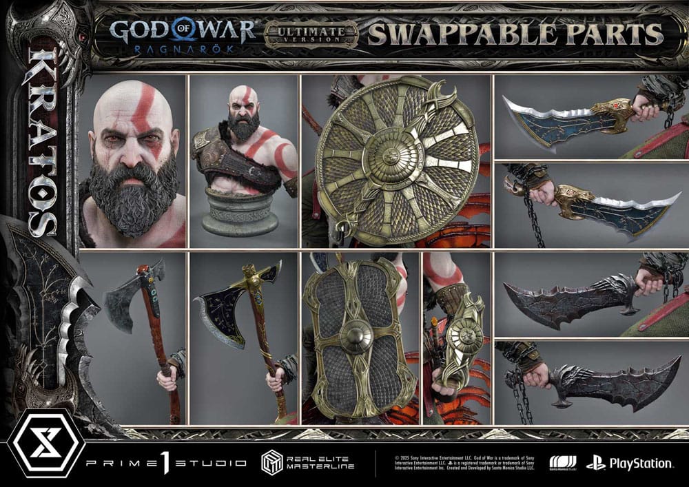 Statuette God of War : Ragnarok Real Elite Masterline Series 1/3 Kratos Ultimate Bonus Version 95 cm