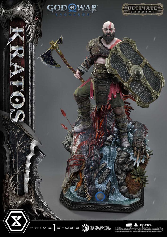 Statuette God of War : Ragnarok Real Elite Masterline Series 1/3 Kratos Ultimate Bonus Version 95 cm