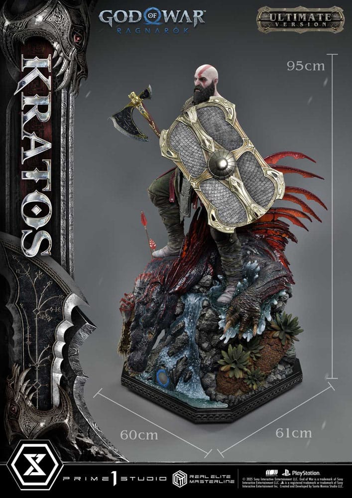 Statuette God of War : Ragnarok Real Elite Masterline Series 1/3 Kratos Ultimate Bonus Version 95 cm