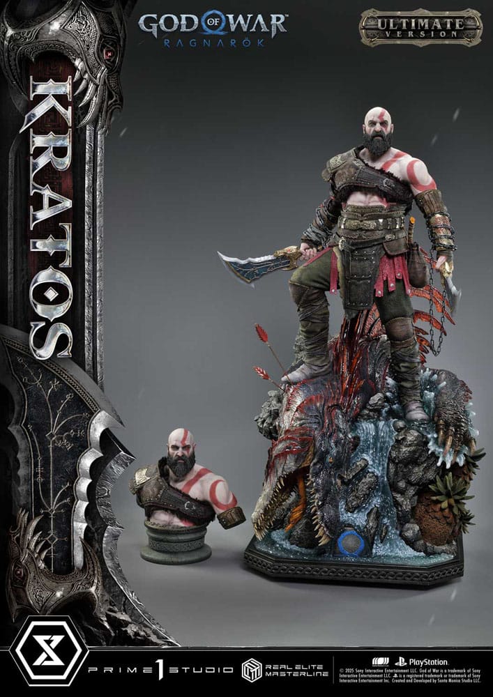 Statuette God of War : Ragnarok Real Elite Masterline Series 1/3 Kratos Ultimate Bonus Version 95 cm
