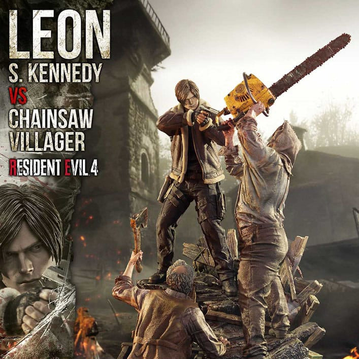 Statuette Resident Evil 4 Ultimate Premium Masterline Series 1/4 Leon S. Kennedy vs. Chainsaw Villager 76 cm