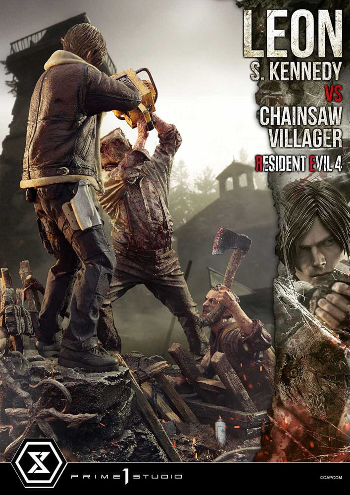 Statuette Resident Evil 4 Ultimate Premium Masterline Series 1/4 Leon S. Kennedy vs. Chainsaw Villager 76 cm