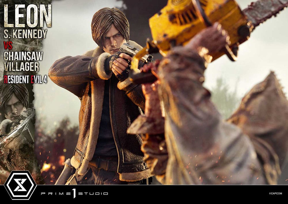 Statuette Resident Evil 4 Ultimate Premium Masterline Series 1/4 Leon S. Kennedy vs. Chainsaw Villager 76 cm