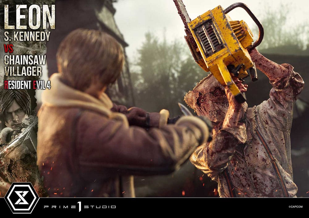 Statuette Resident Evil 4 Ultimate Premium Masterline Series 1/4 Leon S. Kennedy vs. Chainsaw Villager 76 cm