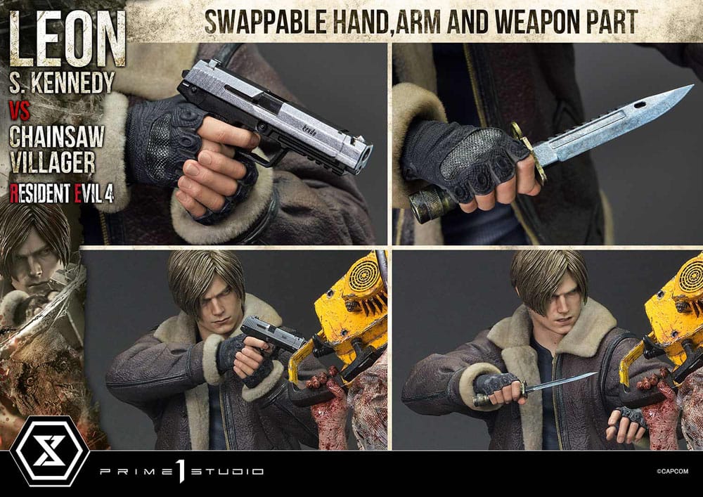 Statuette Resident Evil 4 Ultimate Premium Masterline Series 1/4 Leon S. Kennedy vs. Chainsaw Villager 76 cm