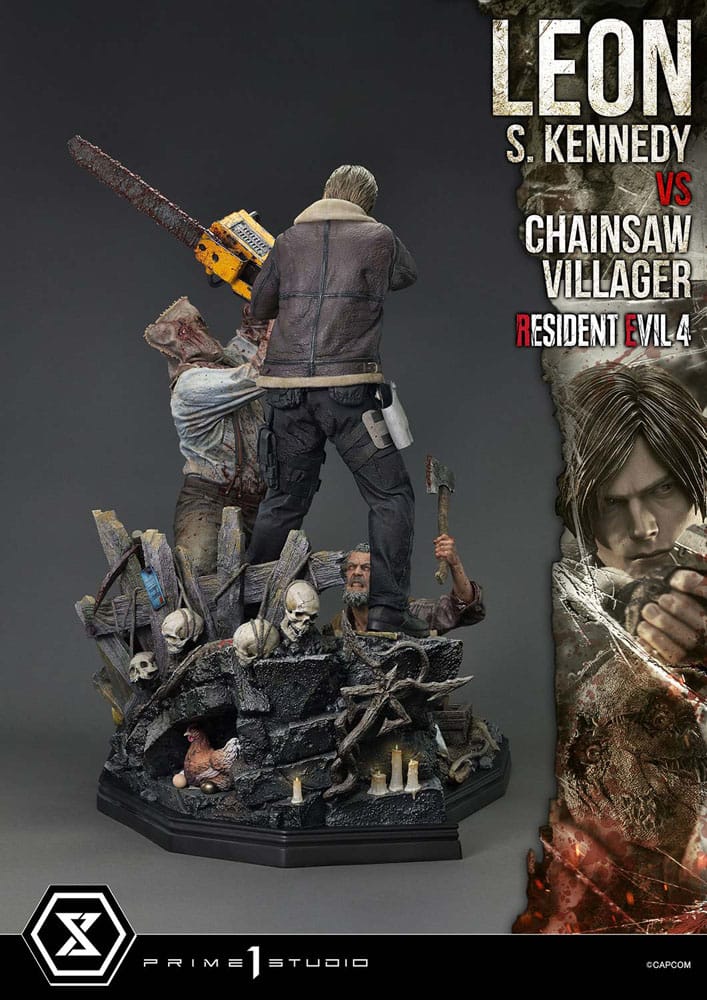 Statuette Resident Evil 4 Ultimate Premium Masterline Series 1/4 Leon S. Kennedy vs. Chainsaw Villager 76 cm