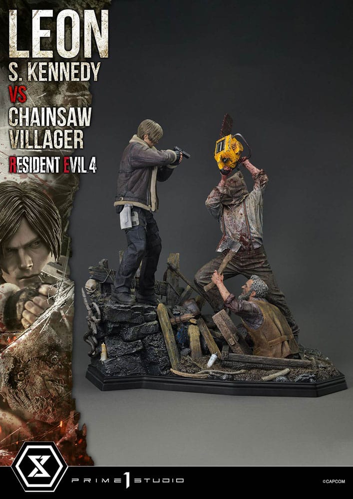 Statuette Resident Evil 4 Ultimate Premium Masterline Series 1/4 Leon S. Kennedy vs. Chainsaw Villager 76 cm
