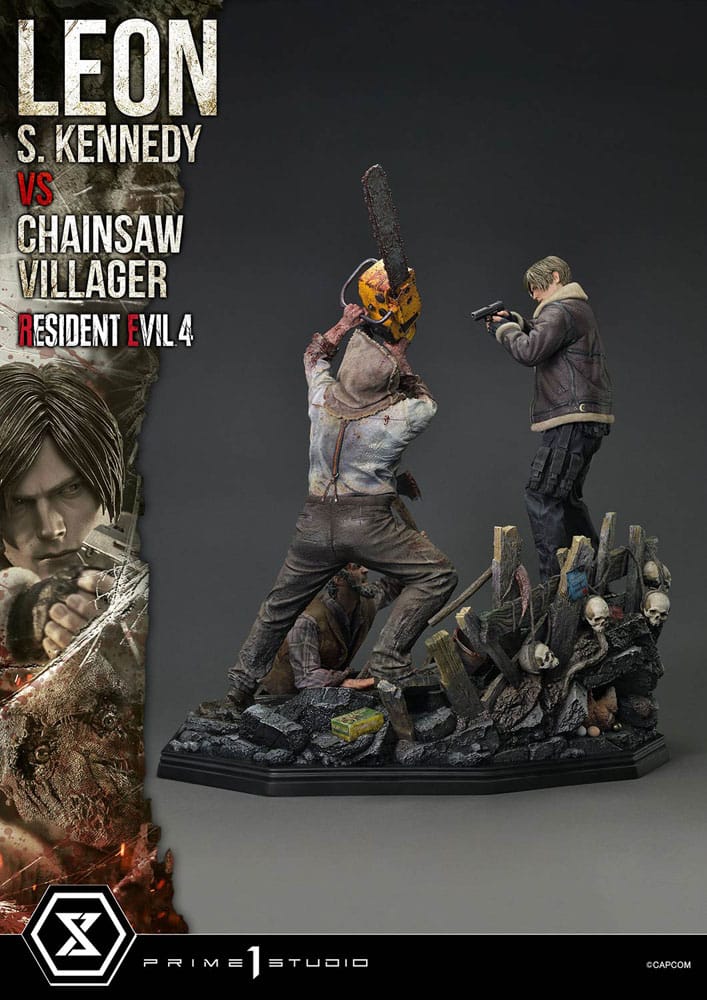 Statuette Resident Evil 4 Ultimate Premium Masterline Series 1/4 Leon S. Kennedy vs. Chainsaw Villager 76 cm