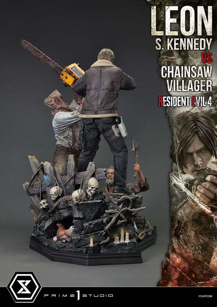 Statuette Resident Evil 4 Ultimate Premium Masterline Series 1/4 Leon S. Kennedy vs. Chainsaw Villager 76 cm