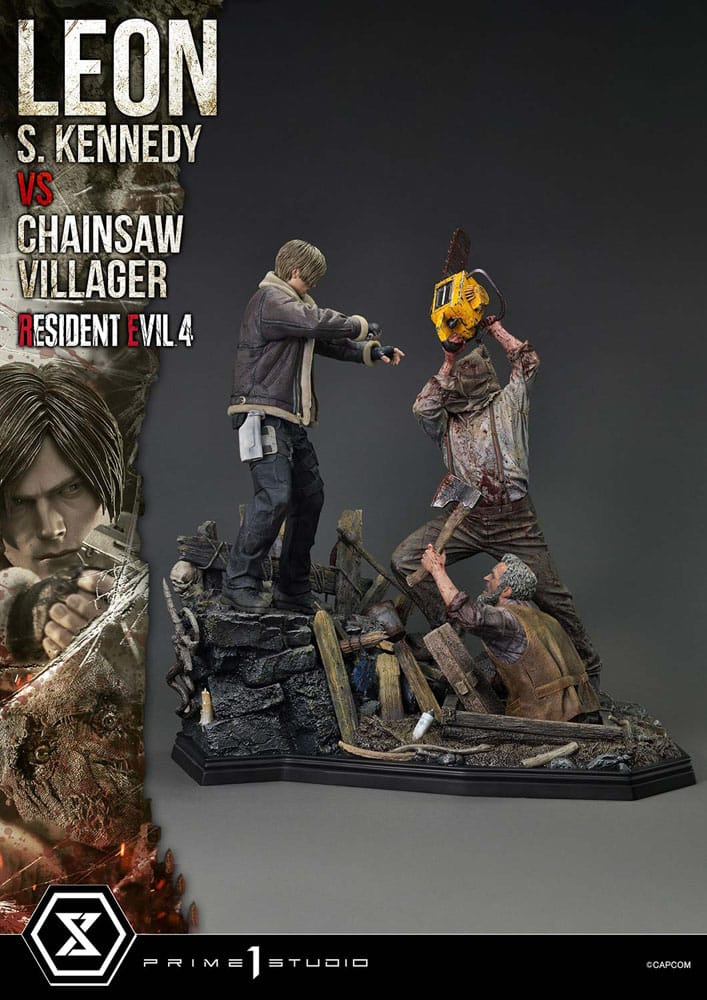 Statuette Resident Evil 4 Ultimate Premium Masterline Series 1/4 Leon S. Kennedy vs. Chainsaw Villager 76 cm