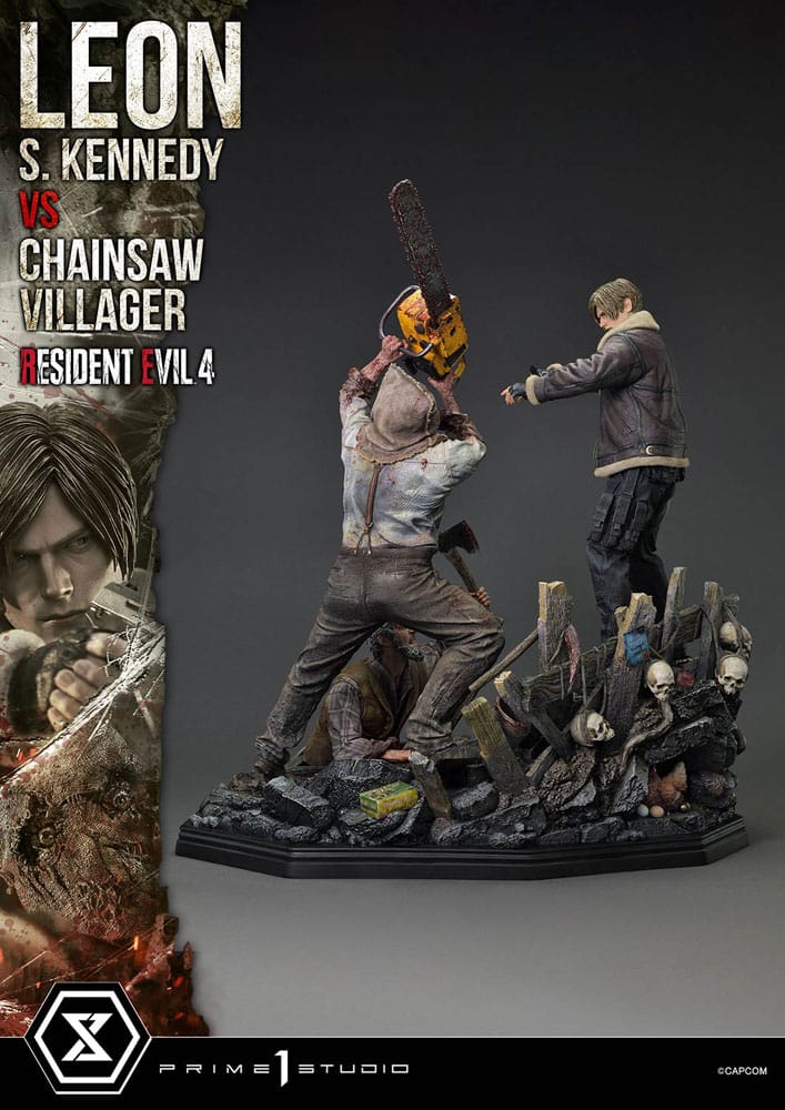 Statuette Resident Evil 4 Ultimate Premium Masterline Series 1/4 Leon S. Kennedy vs. Chainsaw Villager 76 cm