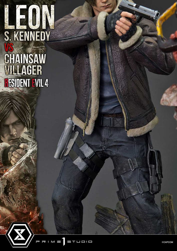 Statuette Resident Evil 4 Ultimate Premium Masterline Series 1/4 Leon S. Kennedy vs. Chainsaw Villager 76 cm