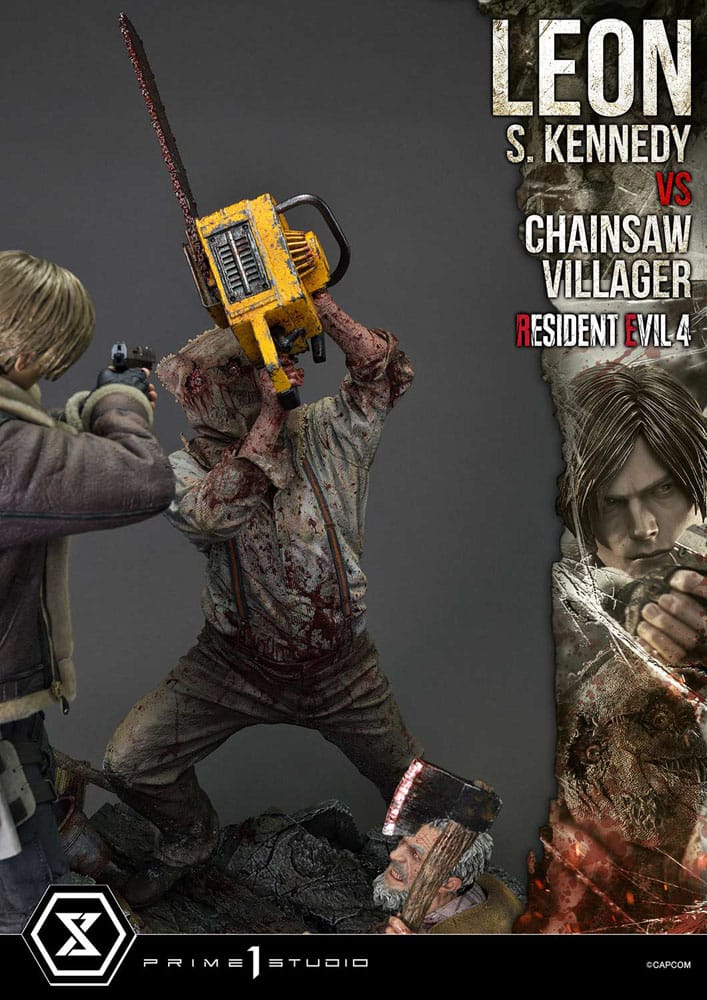 Statuette Resident Evil 4 Ultimate Premium Masterline Series 1/4 Leon S. Kennedy vs. Chainsaw Villager 76 cm