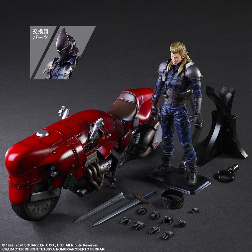 Final Fantasy VII Remake Play Arts Kai figurine et véhicule Roche & Bike