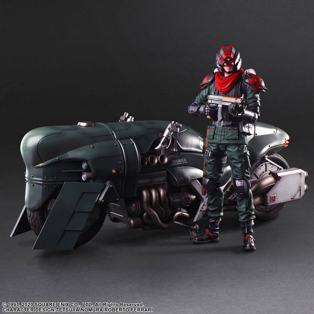Final Fantasy VII Remake Play Arts Kai figurine et véhicule Shinra Elite Security Officer & Bike
