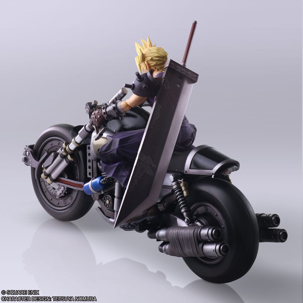 Final Fantasy VII Bring Arts figurine avec véhicule Cloud Strife Hardy-Daytona 15 cm