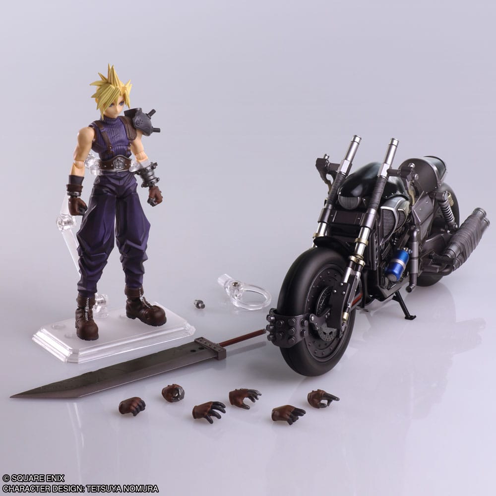 Final Fantasy VII Bring Arts figurine avec véhicule Cloud Strife Hardy-Daytona 15 cm