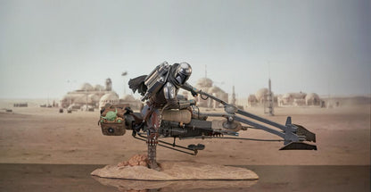 Star Wars: The Mandalorian : Statuette Din djarin et Grogu on speederbike