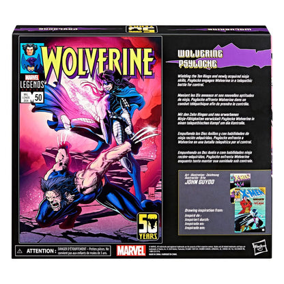 Wolverine 50th Anniversary Marvel Legends pack 2 figurines Wolverine & Psylocke 15 cm