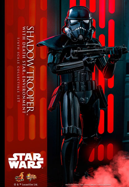 Star Wars figurine Movie Masterpiece 1/6 Shadow Trooper avec décor de l'étoile de la mort 30 cm