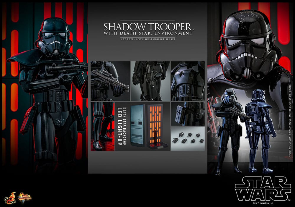Star Wars figurine Movie Masterpiece 1/6 Shadow Trooper avec décor de l'étoile de la mort 30 cm