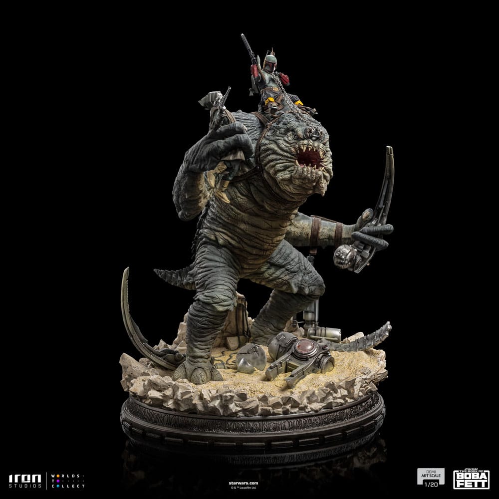 Le Livre de Boba Fett : Statuette Boba Fett & Rancor 38 cm