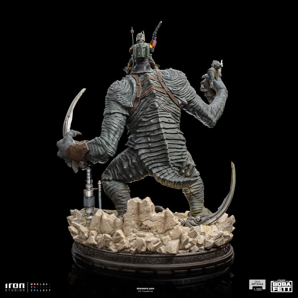 Le Livre de Boba Fett : Statuette Boba Fett & Rancor 38 cm