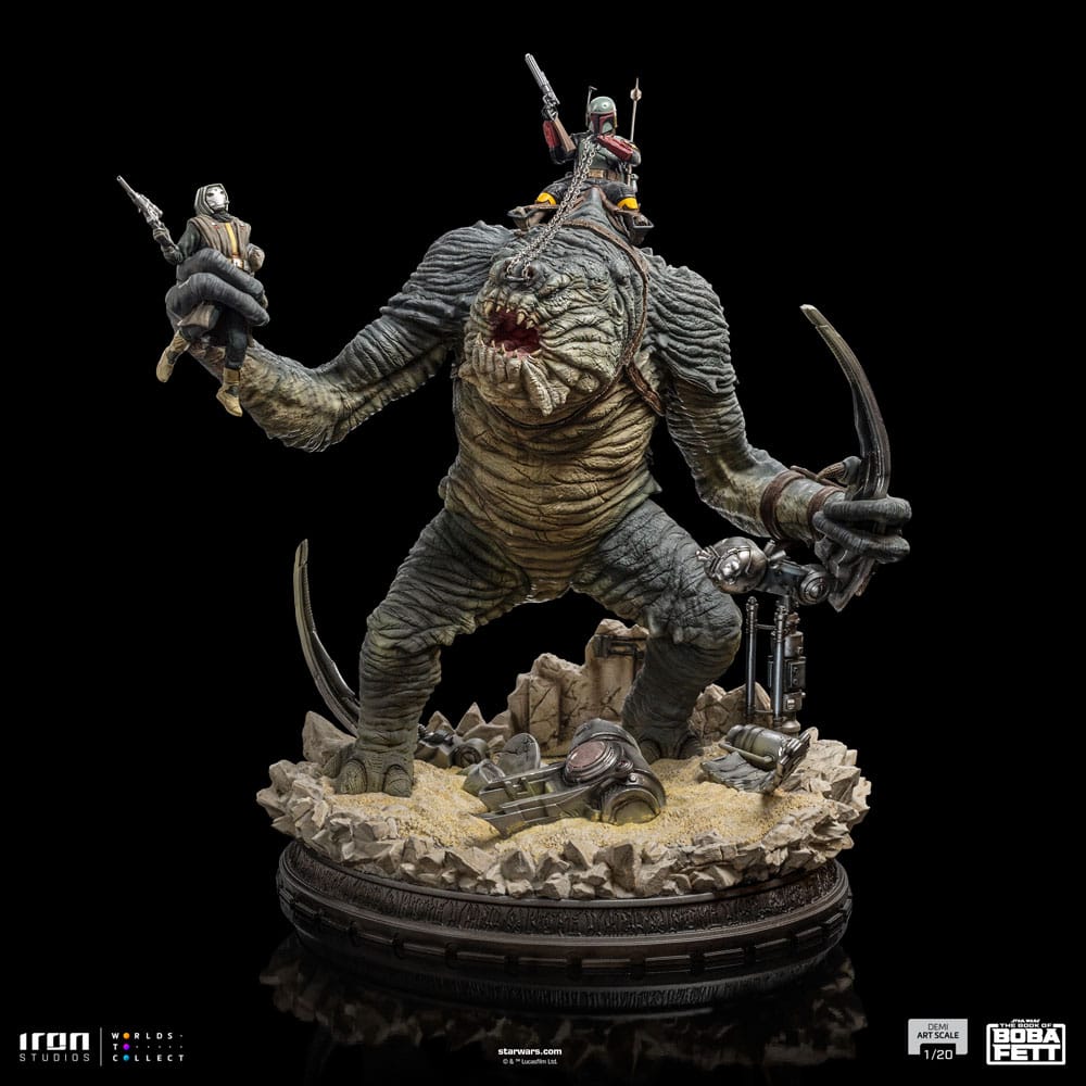 Le Livre de Boba Fett : Statuette Boba Fett & Rancor 38 cm