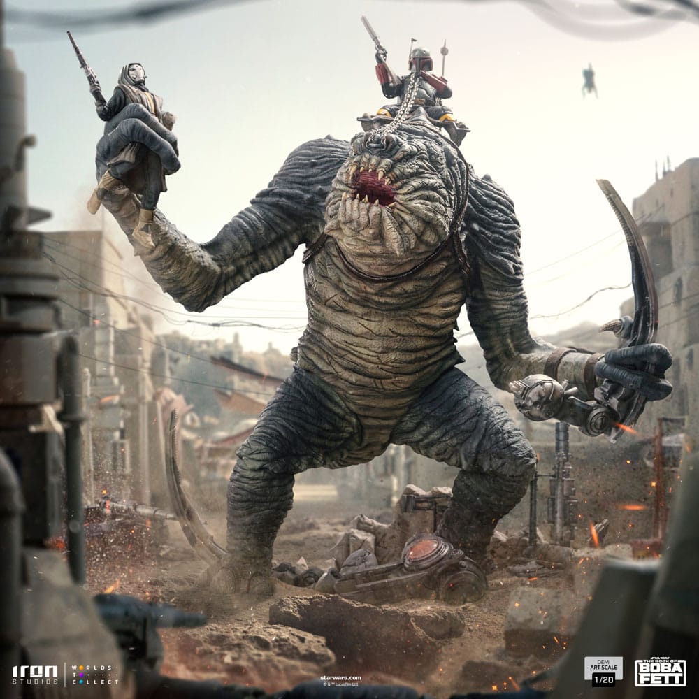 Le Livre de Boba Fett : Statuette Boba Fett & Rancor 38 cm