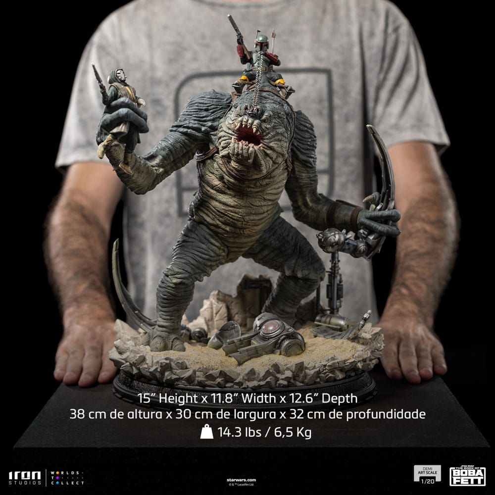 Le Livre de Boba Fett : Statuette Boba Fett & Rancor 38 cm