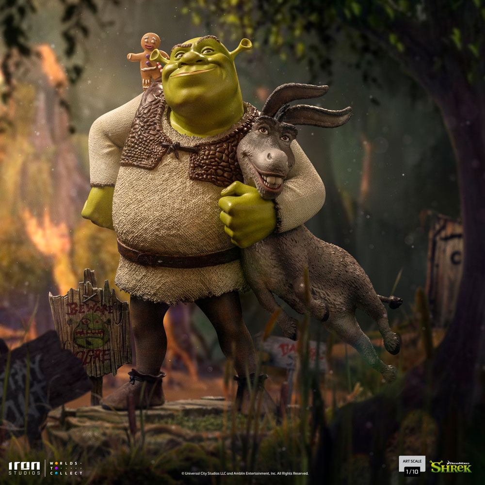 Shrek : Statuette Shrek, L'âne et P'tit biscuit !