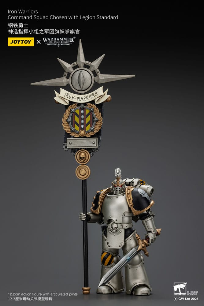 Figurine Warhammer The Horus Heresy 1/18 lron Warriors Command Squad Chosen avec Legion Standard 12 cm