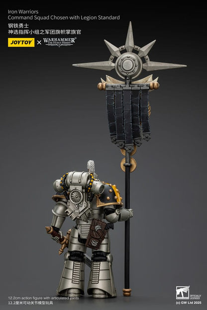 Figurine Warhammer The Horus Heresy 1/18 lron Warriors Command Squad Chosen avec Legion Standard 12 cm