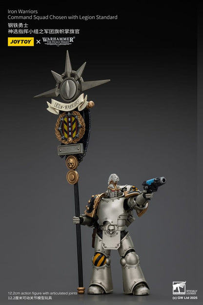 Figurine Warhammer The Horus Heresy 1/18 lron Warriors Command Squad Chosen avec Legion Standard 12 cm