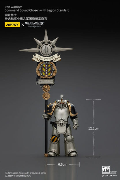 Figurine Warhammer The Horus Heresy 1/18 lron Warriors Command Squad Chosen avec Legion Standard 12 cm