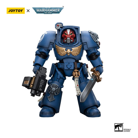 Figurine Warhammer 40k 1/18 Ultramarines Terminator Squad Sergent avec Épée Énergétique et Téléportation Homer 12 cm